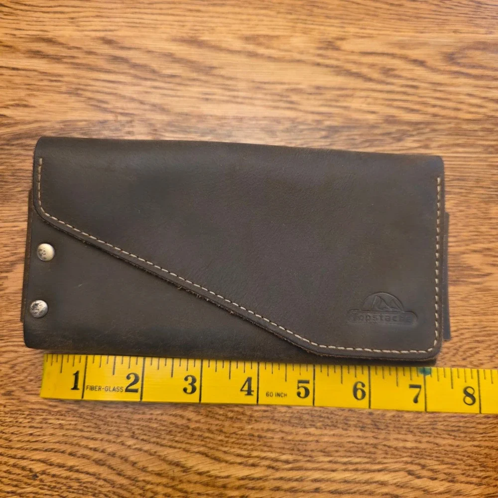 Topstache Leather Phone Holster Belt Pouch Card Holder Dark Brown Rugged EDC
